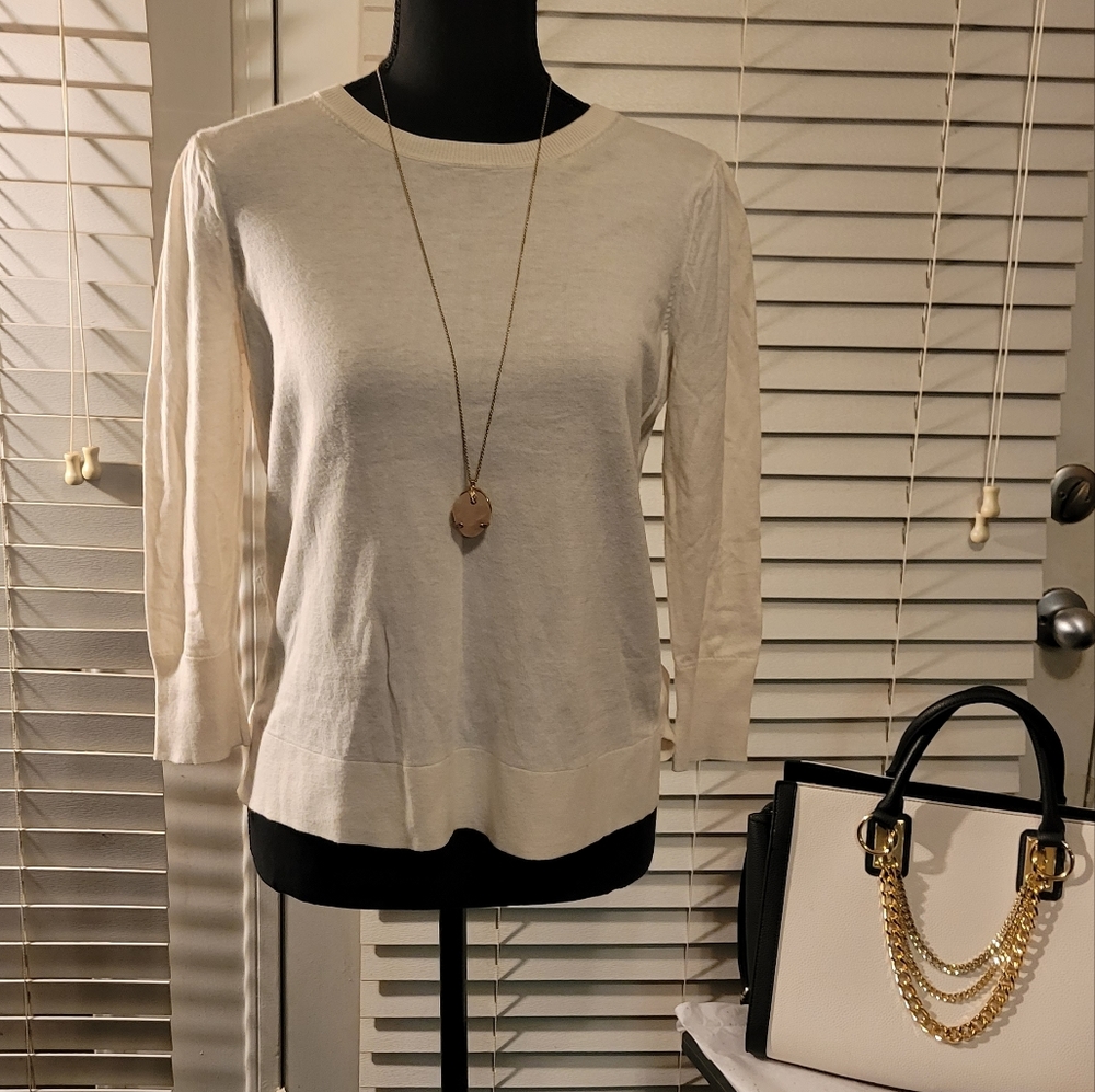 Ann Taylor Loft wool blend knit crew neck long sleeve sweater size M